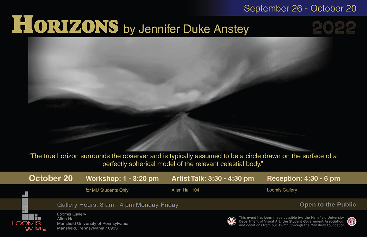Image of the exhibition poster for Horizons by Jennifer Duke Anstey